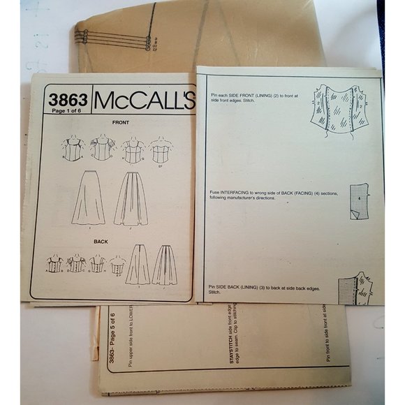 Uncut McCall's Evening Elegance Sewing Pattern 3863 Size 6-8-10-12 - Picture 4 of 4